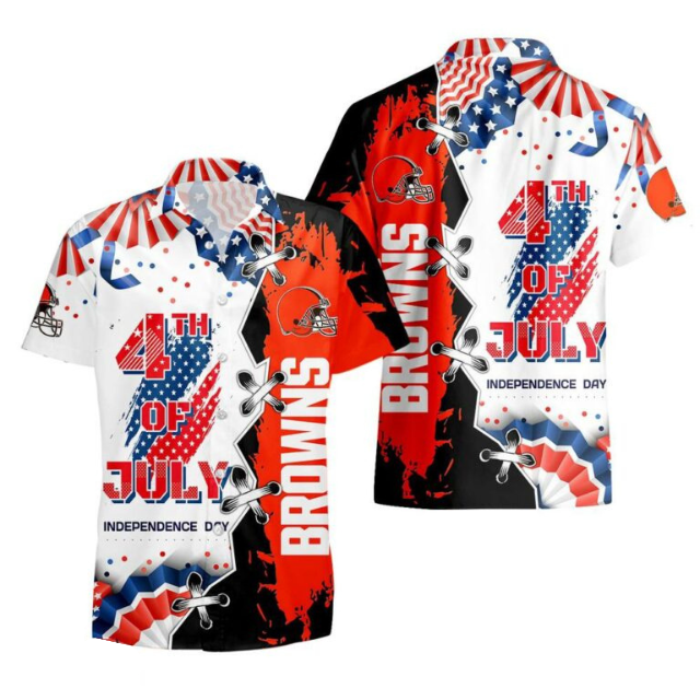 MEGA SALE - NEW CUSTOMIZED NFL29 CLB CLEVELAND BROWNS INDEPENDENCE DAY HAWAIIAN SHIRT