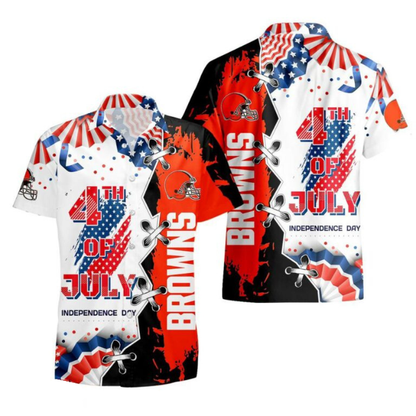 MEGA SALE - NEW CUSTOMIZED NFL29 CLB CLEVELAND BROWNS INDEPENDENCE DAY HAWAIIAN SHIRT