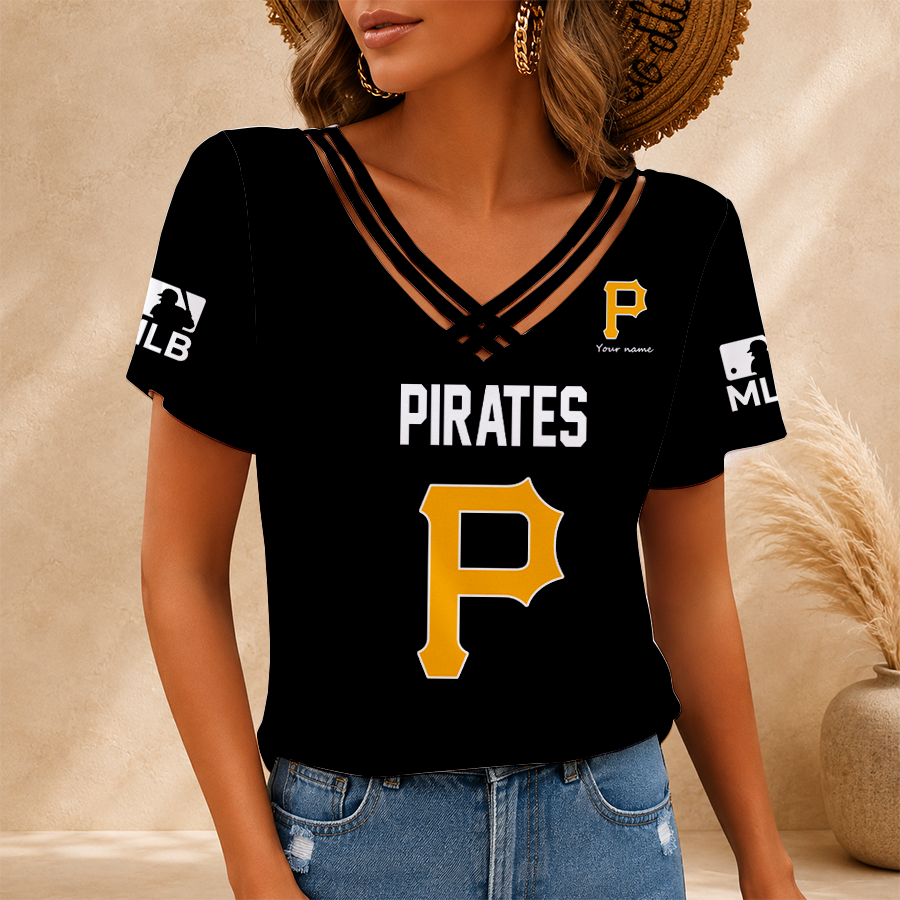 [FLASH SALE] NEW CUSTOMIZED MLB29 PHP PITTSBURGH PIRATES V-NECK SHIRT