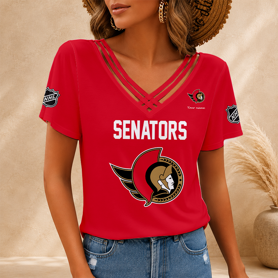 [SUPER SALE] NEW CUSTOMIZED NHL29 OSN OTTAWA SENATORS V-NECK SHIRT