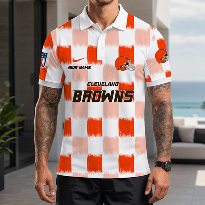 [SPECIAL OFFER] NEW CUSTOMIZED NFL29 CLB CLEVELAND BROWNS POLO SHIRT