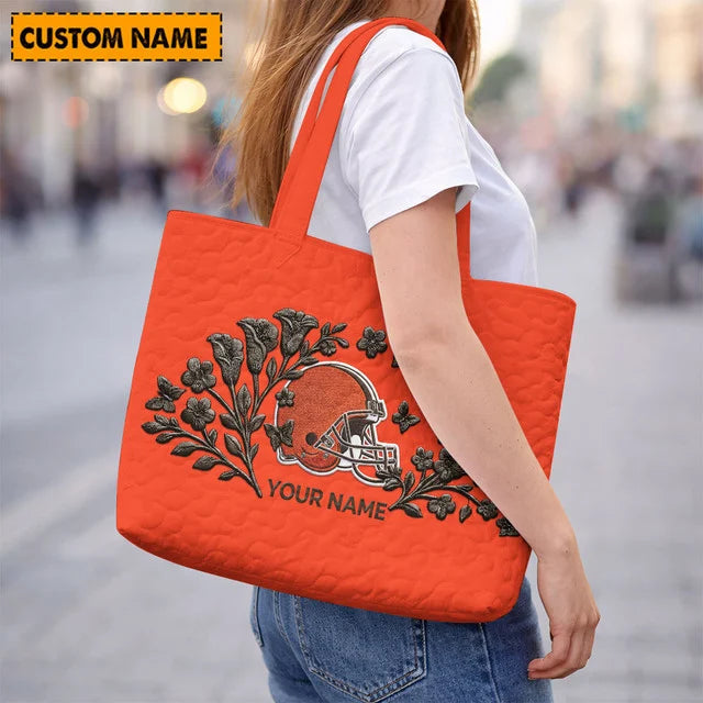 ELITE EDITION - NEW CUSTOMIZED NFL29 CLB CLEVELAND BROWNS QUILTED TOTE BAG