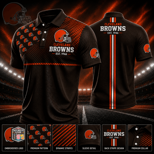 VIRAL EDITION - NEW CUSTOMIZED NFL29 CLB CLEVELAND BROWNS POLO SHIRT, ZIP POLO SHIRT & T-SHIRTS