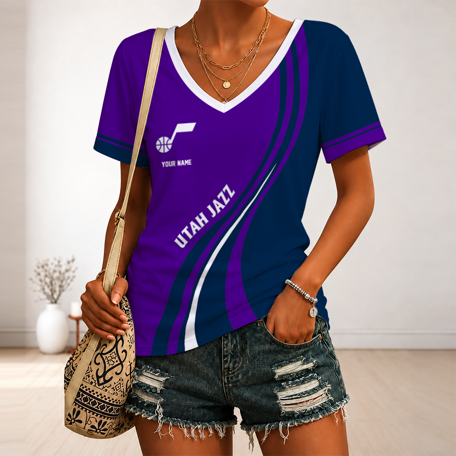 [HOT DEAL] NEW CUSTOMIZED NBA29 UJZ UTAH JAZZ V-NECK FEMALE SHIRT
