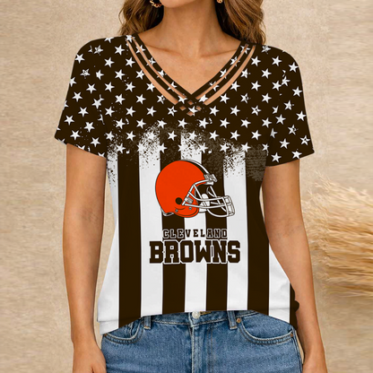 [SPECIAL OFFER] NEW CUSTOMIZED NFL29 CLB CLEVELAND BROWNS V-NECK SHIRT