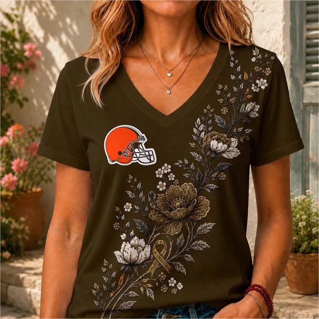 ELITE EDITION - NEW CUSTOMIZED NFL29 CLB CLEVELAND BROWNS V-NECK FEMALE SHIRT