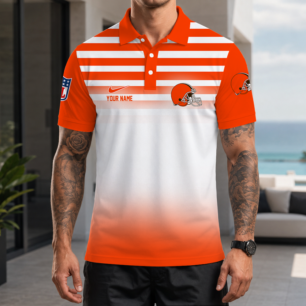 [SPECIAL OFFER] NEW CUSTOMIZED NFL29 CLB CLEVELAND BROWNS POLO SHIRT