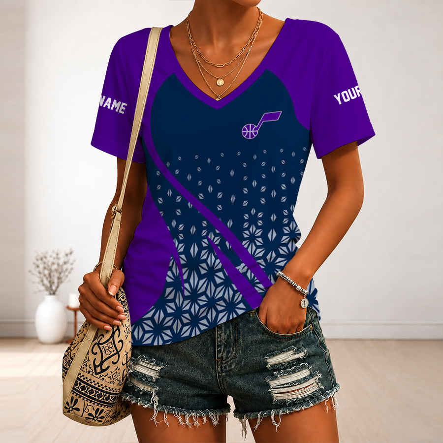 [HOT DEAL] NEW CUSTOMIZED NBA29 UJZ UTAH JAZZ V-NECK FEMALE SHIRT