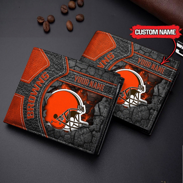 VIRAL SALE - NEW CUSTOMIZED NFL29 CLB CLEVELAND BROWNS LEATHER WALLET