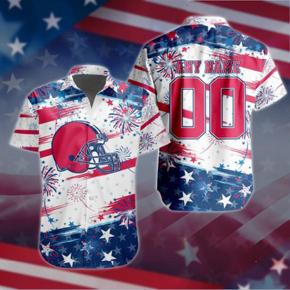 VIRAL EDITION - NEW CUSTOMIZED NFL29 CLB CLEVELAND BROWNS PATRIOTIC USA HAWAIIAN SHIRT