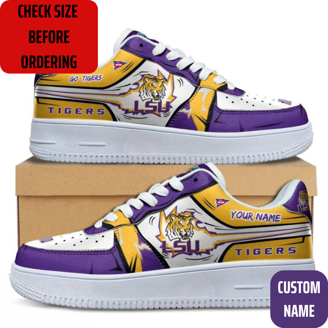 VIRAL EDITION - NEW CUSTOMIZED NCAA FBS29 LST LSU TIGERS AF1 SHOES