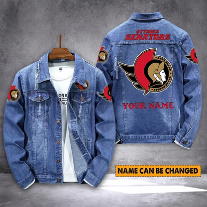 ELITE EDITION - NEW CUSTOMIZED NHL29 OSN OTTAWA SENATORS DENIM JACKET