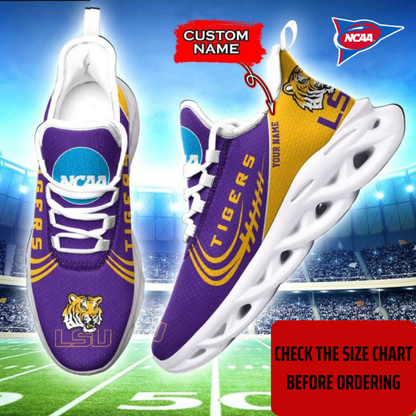 ELITE EDITION - NEW CUSTOMIZED NCAA FBS29 LST LSU TIGERS CLUNKY SNEAKERS