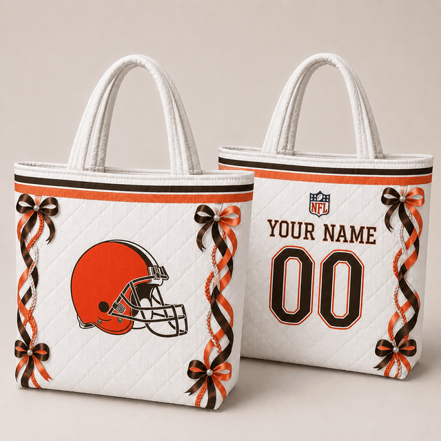 SPECIAL EDITION - NEW CUSTOMIZED NFL29 CLB CLEVELAND BROWNS QUILTED TOTE BAG