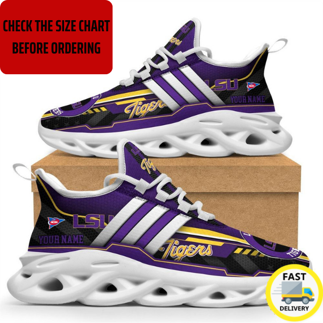 ELITE EDITION - NEW CUSTOMIZED NCAA FBS29 LST LSU TIGERS CLUNKY SNEAKERS