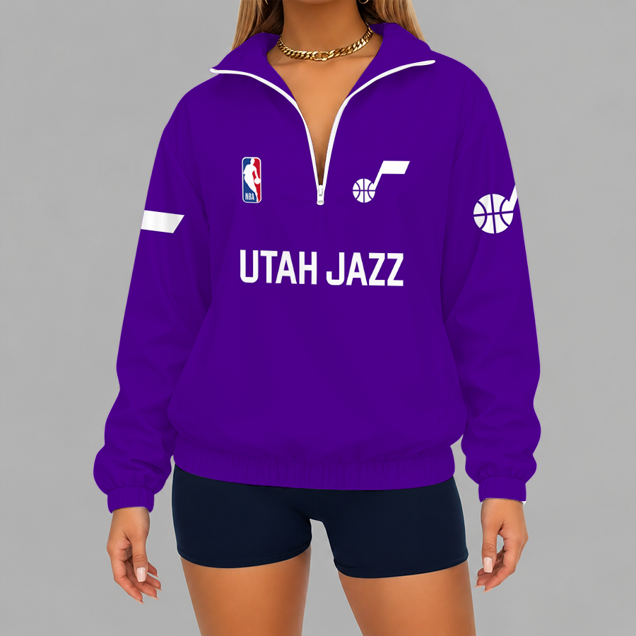 [HOT DEAL] NEW CUSTOMIZED NBA29 UJZ UTAH JAZZ V-NECK ZIPPER SWEATSHIRT JACKET