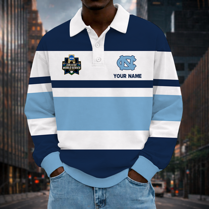 LIMITED EDITION - NEW CUSTOMIZED NCAA CWS29 NTH NORTH CAROLINA TAR HEELS UNISEX LONG SLEEVE POLO