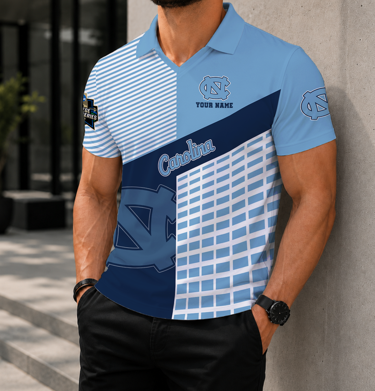VIRAL EDITION - NEW CUSTOMIZED NCAA CWS29 NTH NORTH CAROLINA TAR HEELS POLO SHIRT