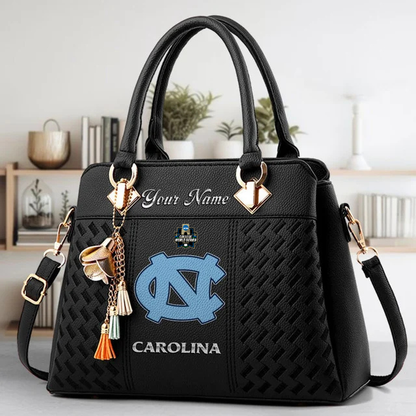 LIMITED EDITION - NEW CUSTOMIZED NCAA CWS29 NTH NORTH CAROLINA TAR HEELS ZIP HANDBAG MULTICOLOR