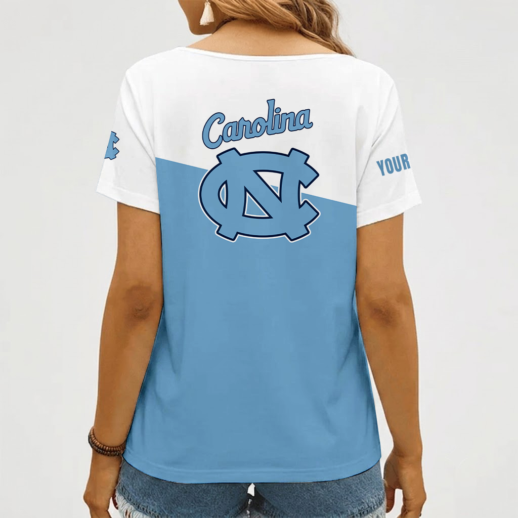 [FAN FAVORITE] NEW CUSTOMIZED NCAA CWS29 NTH NORTH CAROLINA TAR HEELS V-NECK FEMALE SHIRT
