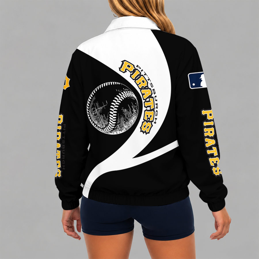 [FLASH SALE] NEW CUSTOMIZED MLB29 PHP PITTSBURGH PIRATES V-NECK ZIPPER SWEATSHIRT JACKET