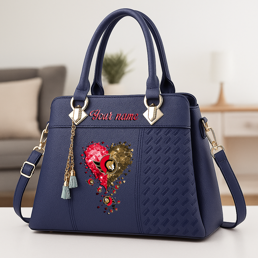 LIMITED EDITION - NEW CUSTOMIZED NHL29 OSN OTTAWA SENATORS ZIP HANDBAG MULTICOLOR