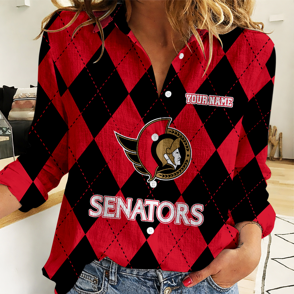 LIMITED EDITION - NEW CUSTOMIZED NHL29 OSN OTTAWA SENATORS WOMEN CASUAL SHIRT FOR FAN