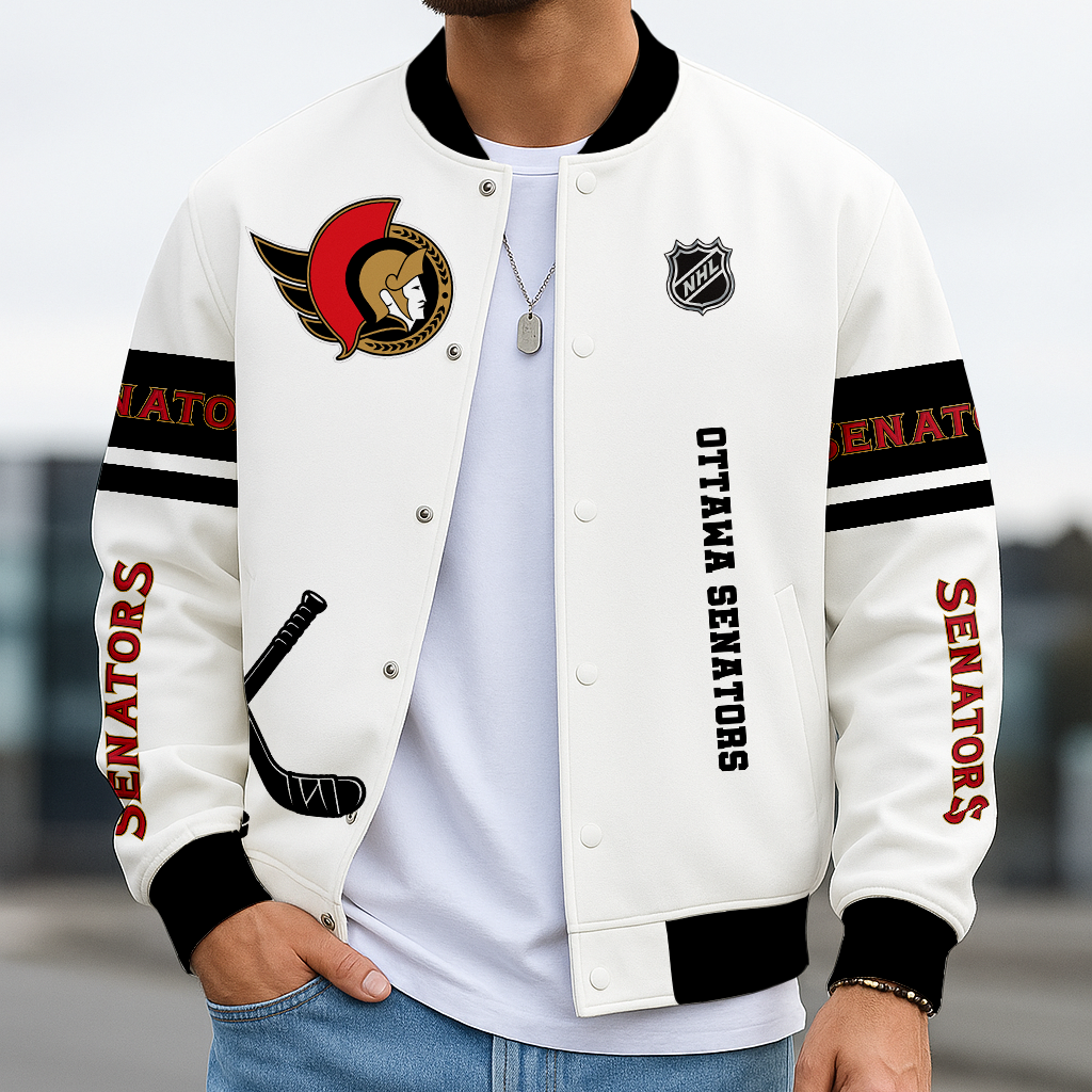 LIMITED EDITION - NEW CUSTOMIZED NHL29 OSN OTTAWA SENATORS BASEBALL JACKET, SATIN VARSITY JACKET