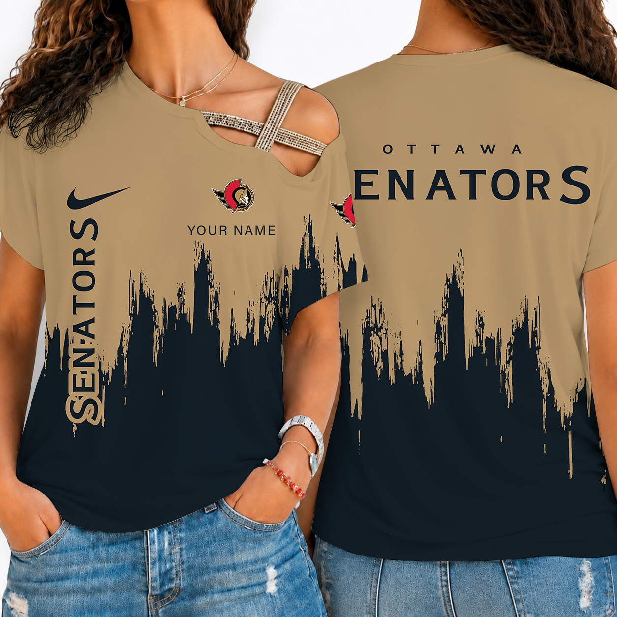 [SUPER SALE] NEW CUSTOMIZED NHL29 OSN OTTAWA SENATORS SHOULDER SHIRT