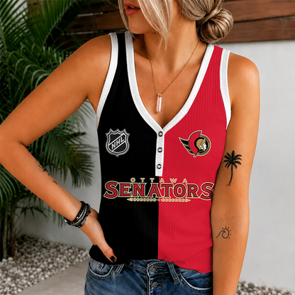[SUPER SALE] NEW CUSTOMIZED NHL29 OSN OTTAWA SENATORS WOMEN'S V-NECK TANK TOP
