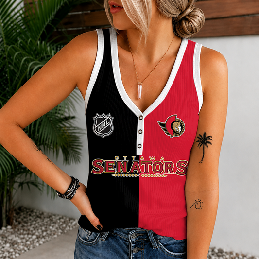 [SUPER SALE] NEW CUSTOMIZED NHL29 OSN OTTAWA SENATORS WOMEN'S V-NECK TANK TOP