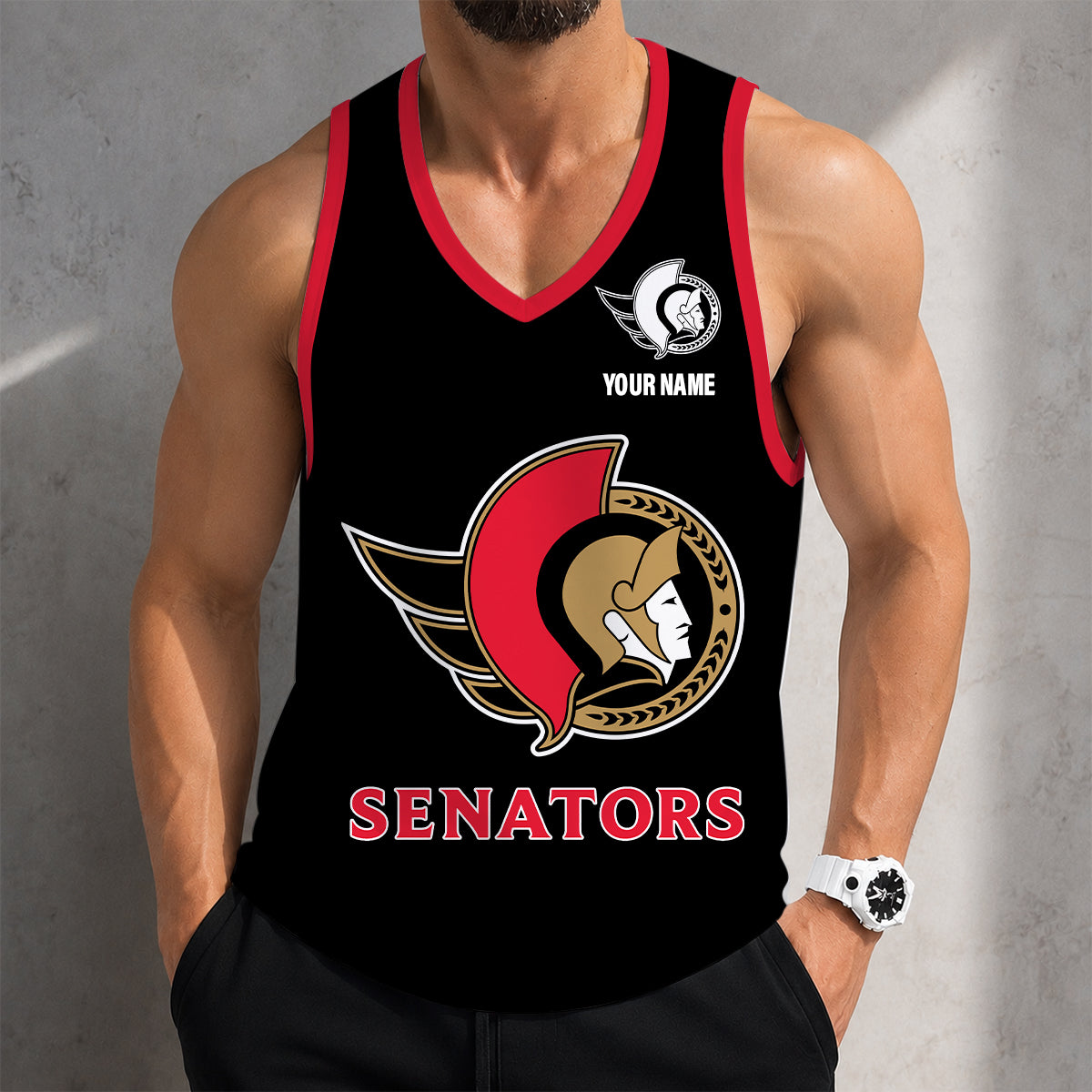 LIMITED EDITION - NEW CUSTOMIZED NHL29 OSN OTTAWA SENATORS MEN'S TANK TOP