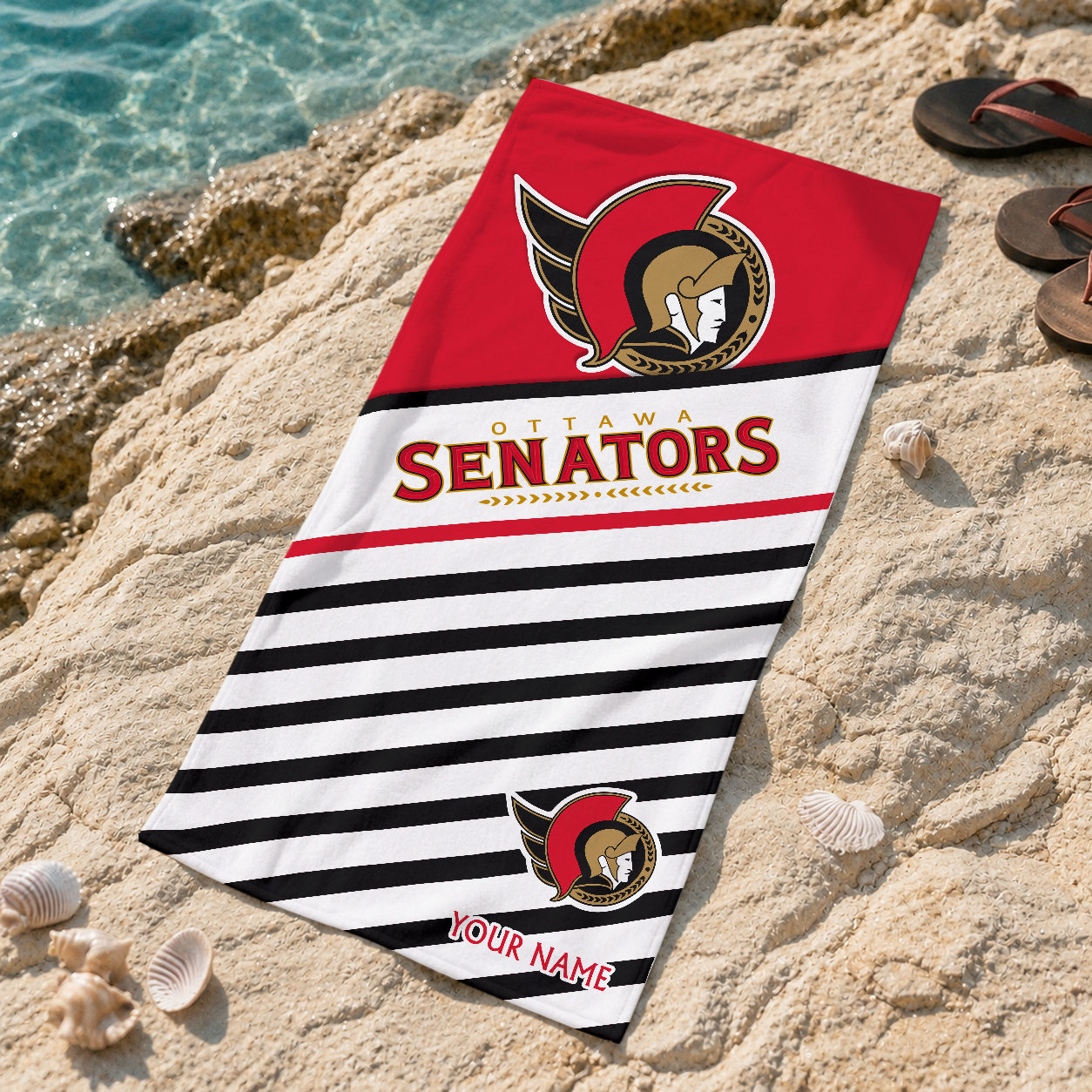 LIMITED EDITION - NEW CUSTOMIZED NHL29 OSN OTTAWA SENATORS BEACH TOWEL