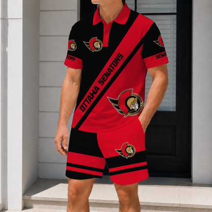 LIMITED EDITION - NEW CUSTOMIZED NHL29 OSN OTTAWA SENATORS POLO & SHORT PANTS SET