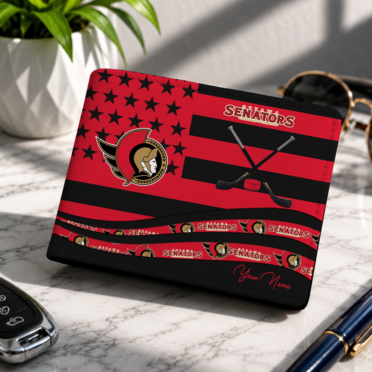 LIMITED EDITION - NEW CUSTOMIZED NHL29 OSN OTTAWA SENATORS LEATHER WALLET