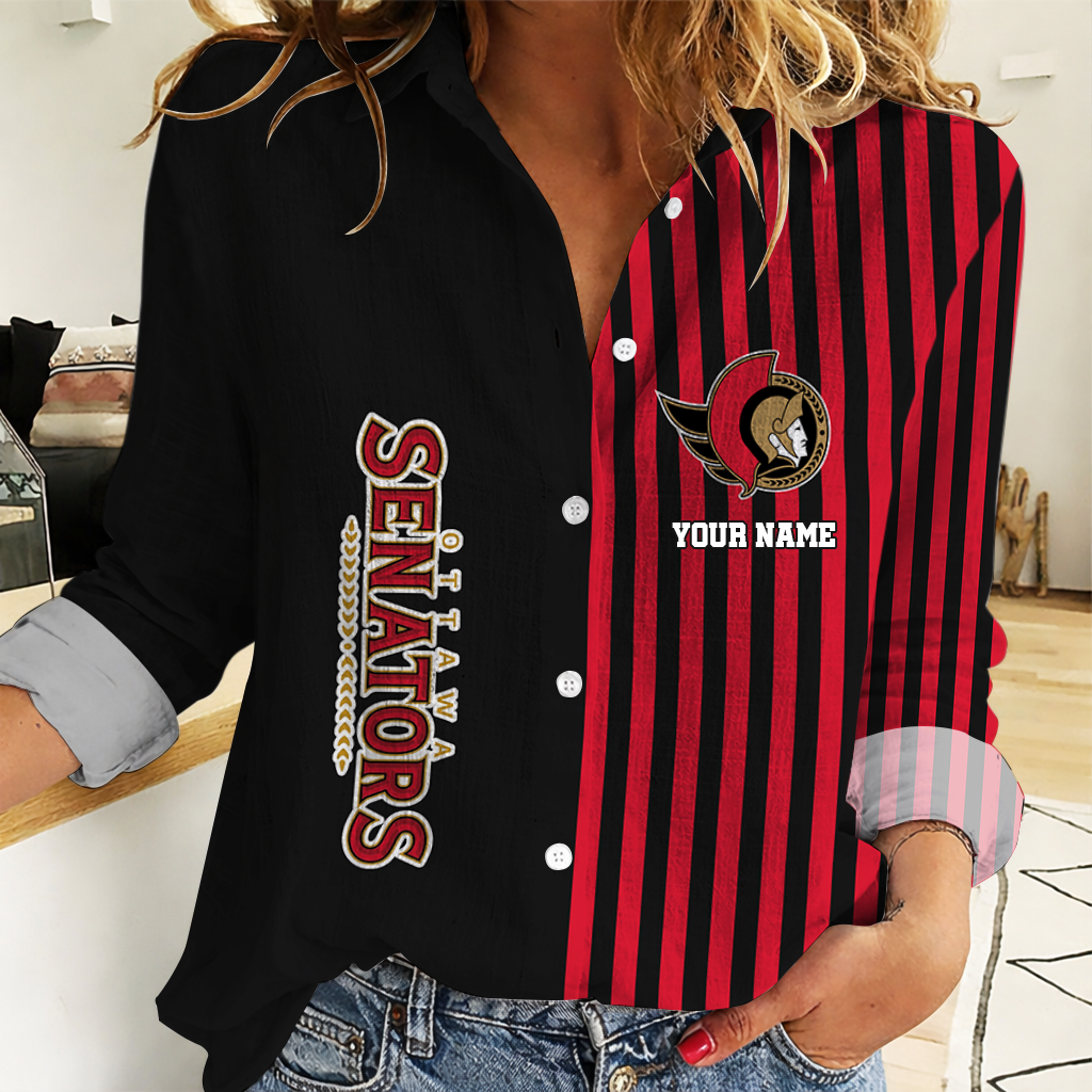 EXCLUSIVE EDITION - NEW CUSTOMIZED NHL29 OSN OTTAWA SENATORS WOMEN CASUAL SHIRT
