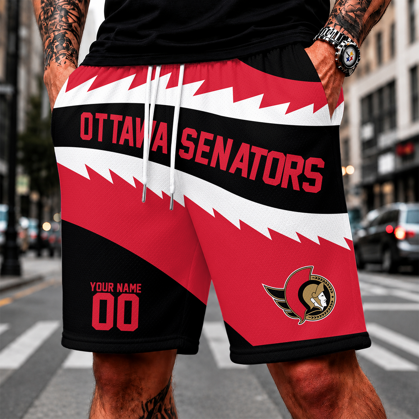 [SUPER SALE] NEW CUSTOMIZED NHL29 OSN OTTAWA SENATORS SHORT PANTS