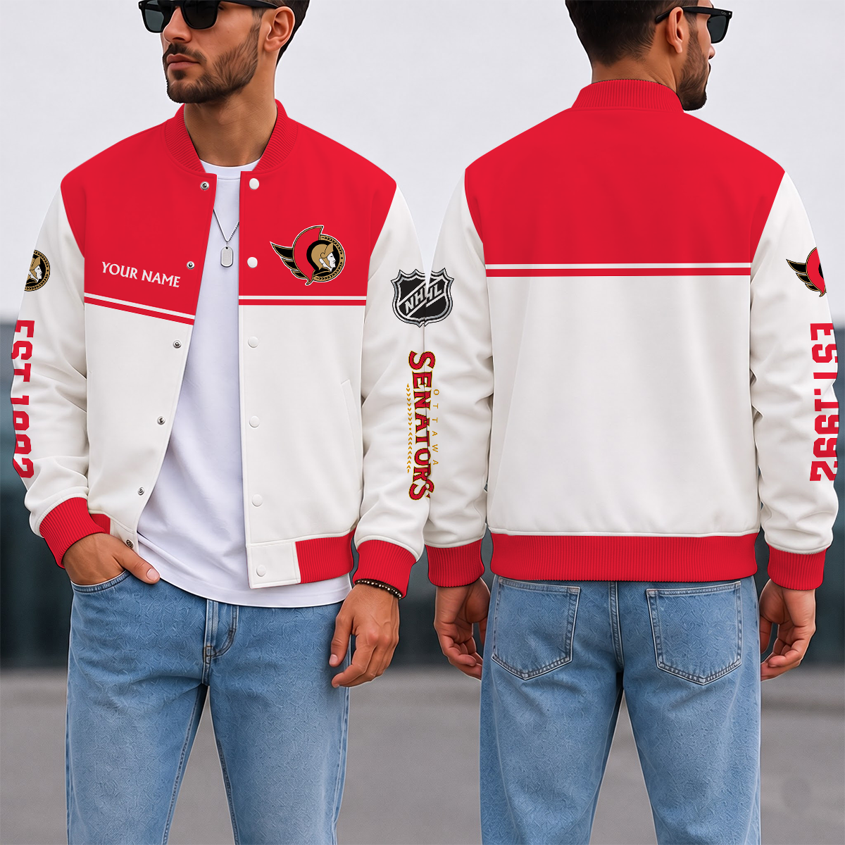 EXCLUSIVE EDITION - NEW CUSTOMIZED NHL29 OSN OTTAWA SENATORS SATIN VARSITY JACKET & BASEBALL JACKET