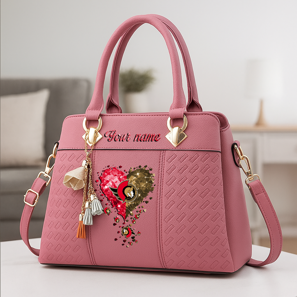 LIMITED EDITION - NEW CUSTOMIZED NHL29 OSN OTTAWA SENATORS ZIP HANDBAG MULTICOLOR
