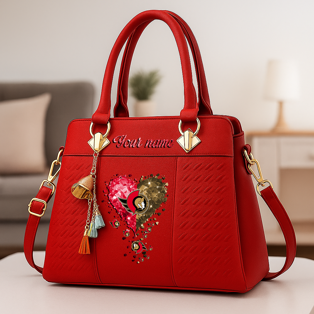 LIMITED EDITION - NEW CUSTOMIZED NHL29 OSN OTTAWA SENATORS ZIP HANDBAG MULTICOLOR