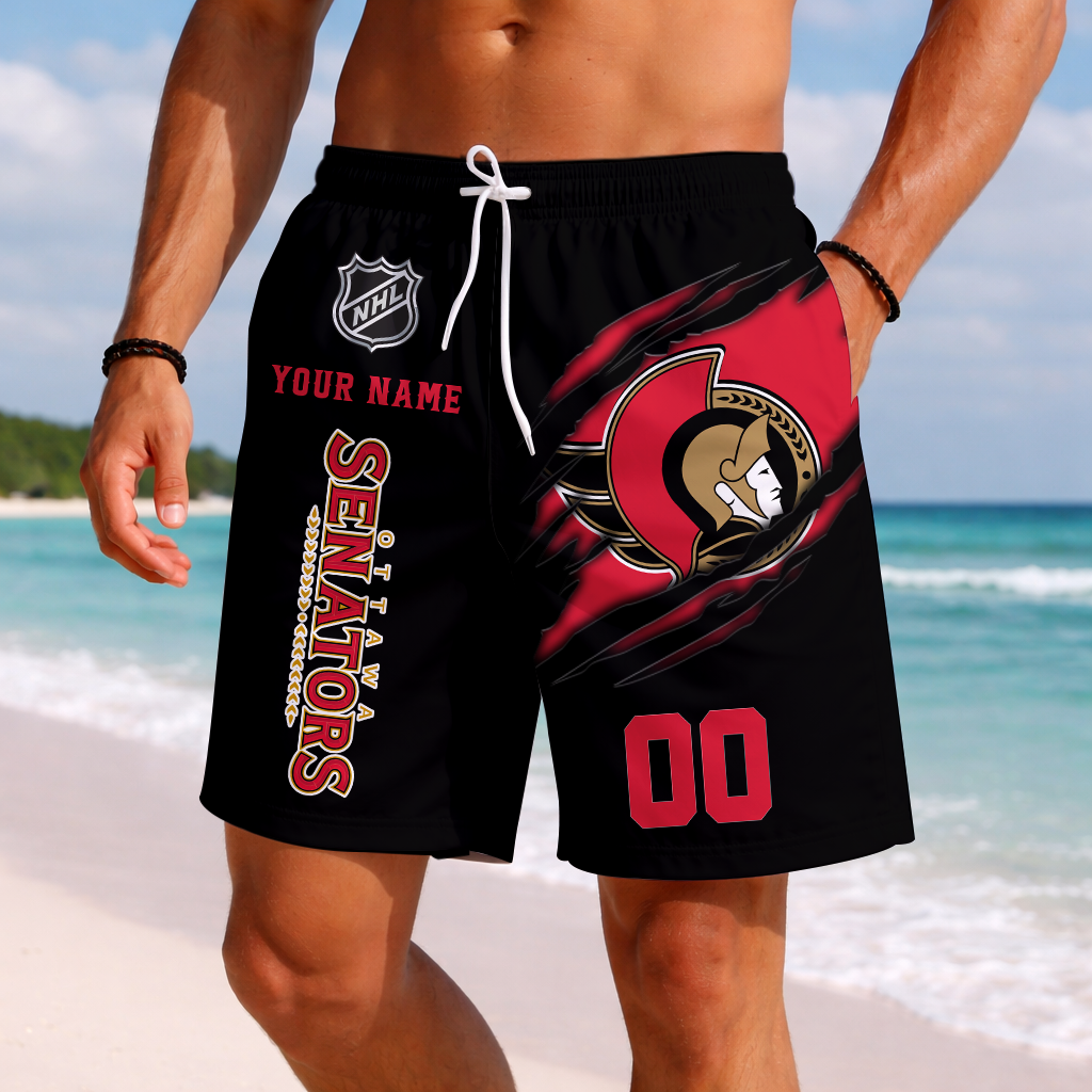 LIMITED EDITION - NEW CUSTOMIZED NHL29 OSN OTTAWA SENATORS SHORT PANTS