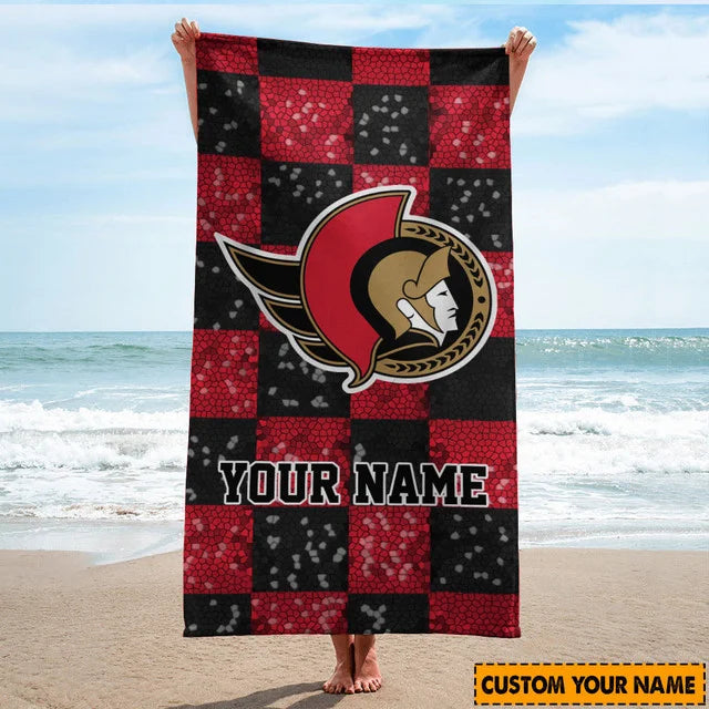LIMITED EDITION - NEW CUSTOMIZED NHL29 OSN OTTAWA SENATORS BEACH TOWEL FOR FAN