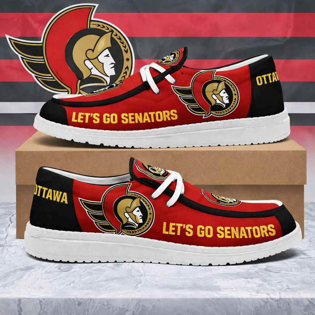 LIMITED EDITION - NEW CUSTOMIZED NHL29 OSN OTTAWA SENATORS LOAFER SHOES