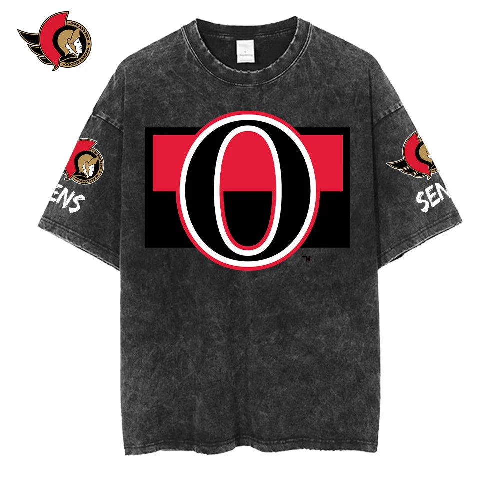 [SUPER SALE] NEW CUSTOMIZED NHL29 OSN OTTAWA SENATORS MULTICOLOR WASHED TEE