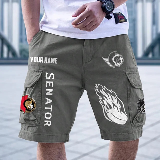 [SUPER SALE] NEW CUSTOMIZED NHL29 OSN OTTAWA SENATORS CARGO SHORTS