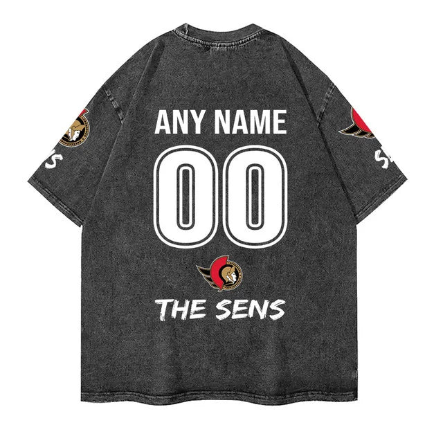 [SUPER SALE] NEW CUSTOMIZED NHL29 OSN OTTAWA SENATORS MULTICOLOR WASHED TEE