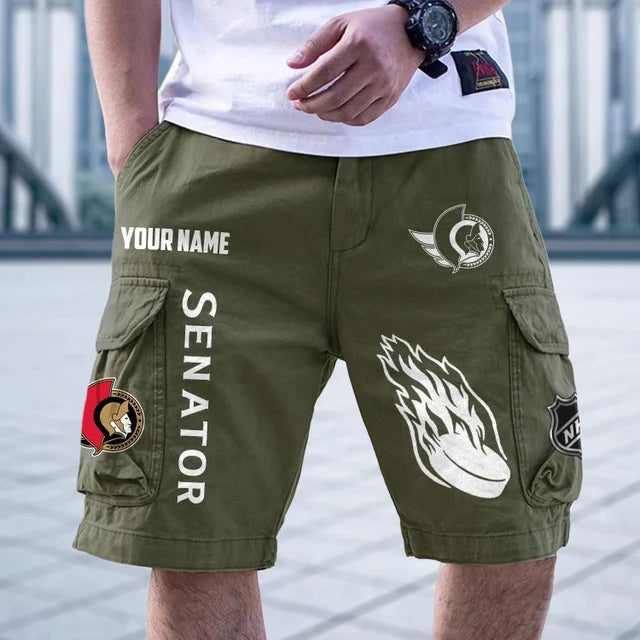 [SUPER SALE] NEW CUSTOMIZED NHL29 OSN OTTAWA SENATORS CARGO SHORTS