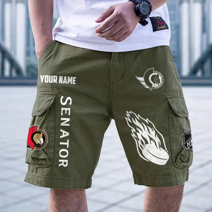 [SUPER SALE] NEW CUSTOMIZED NHL29 OSN OTTAWA SENATORS CARGO SHORTS