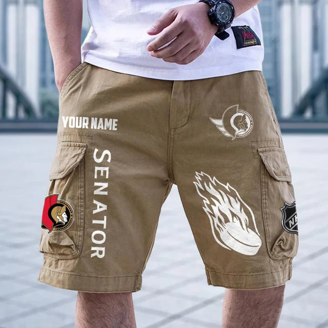 [SUPER SALE] NEW CUSTOMIZED NHL29 OSN OTTAWA SENATORS CARGO SHORTS