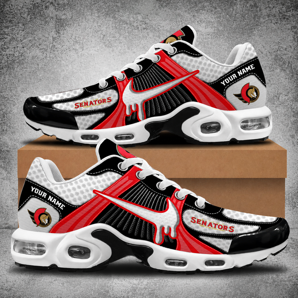 LIMITED EDITION - NEW CUSTOMIZED NHL29 OSN OTTAWA SENATORS AIR MAX PLUS SNEAKERS